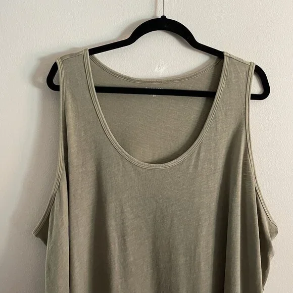 Athleta Sz 3X Olive Green Cotton Lightweight Scoop Neck Organic Daily Tank Top - Picture 5 of 11